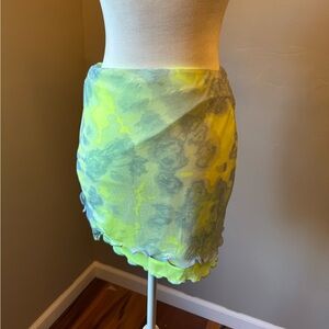 Wild Fable Neon Green Mesh Tie-Dye Mini Skirt | Size M